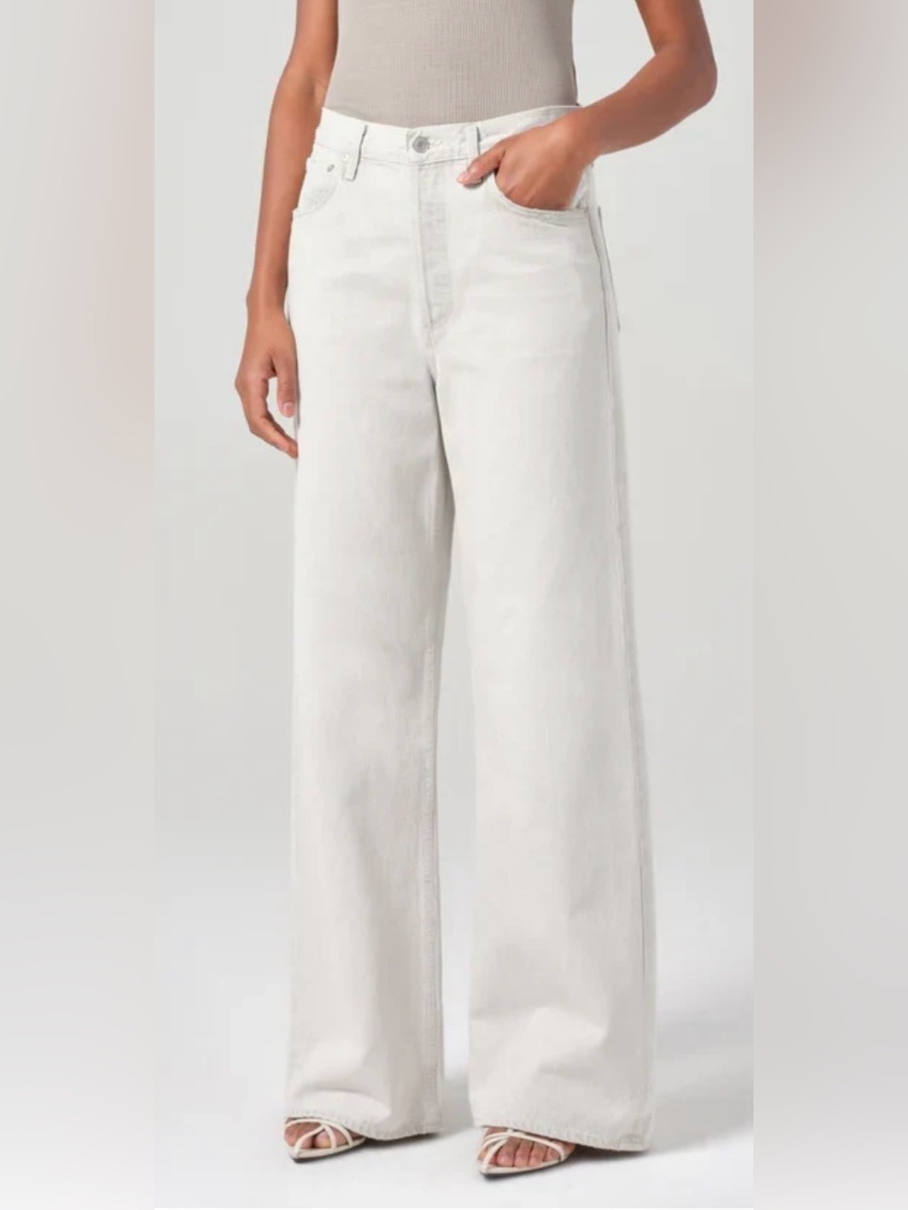 Agolde High-Rise Wide Leg Jeans in Off-White